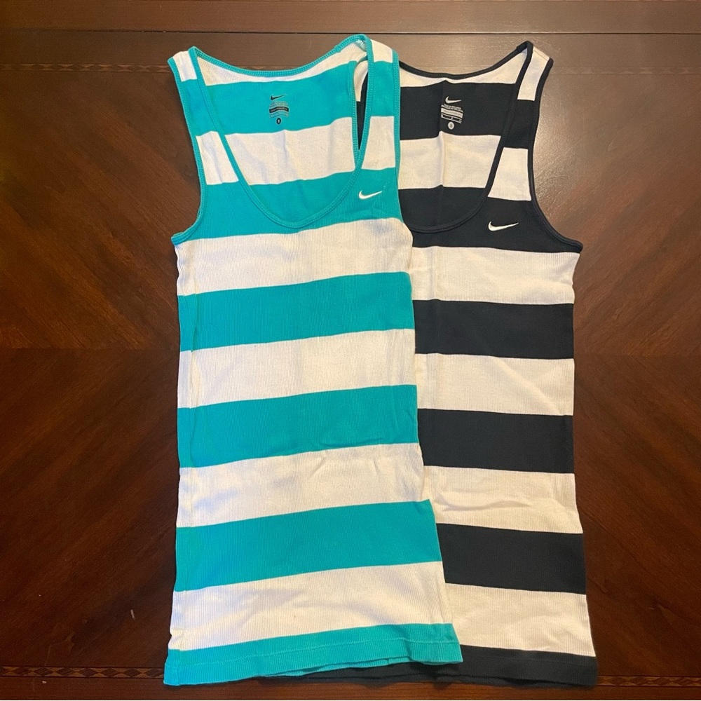 Lot of 2 Nike Striped Racer Back Tank Tops S